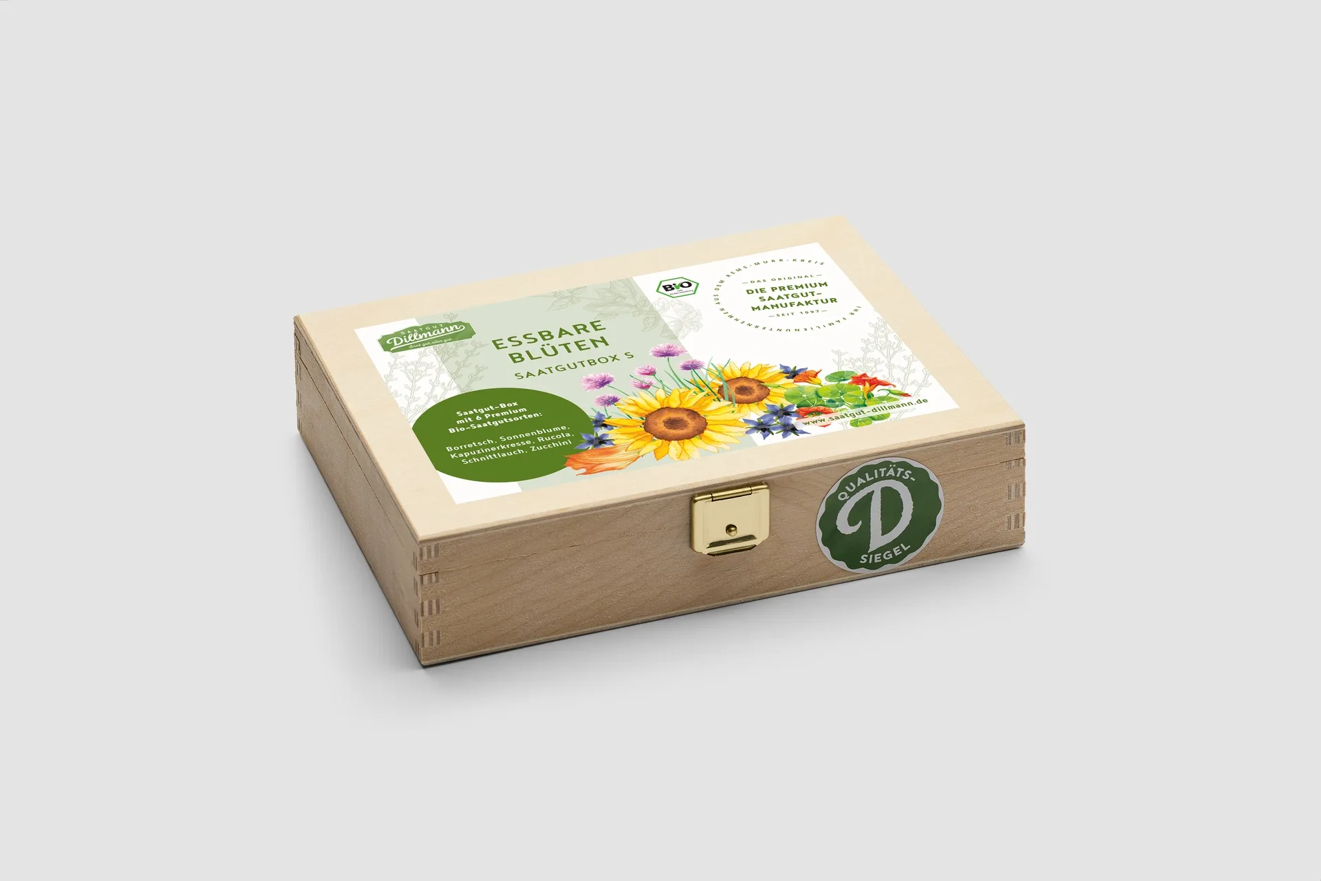 Essbare Blüten Saatgut-Box S Bio (Holzbox)