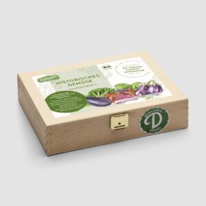 Historische Gemüse Saatgut- Box S Bio (Holzbox)