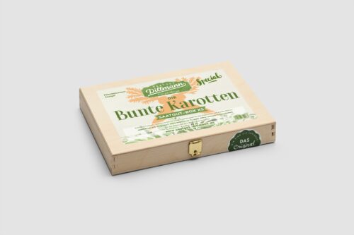 Bunte Karotten Saatgut-Box XS (Holzbox)