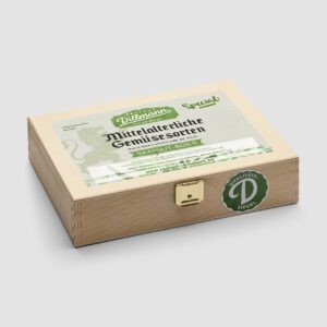 Mittelalterliche Gemüsesorten nach dem Capitulare de vilis Saatgut-Box S (Holzbox)