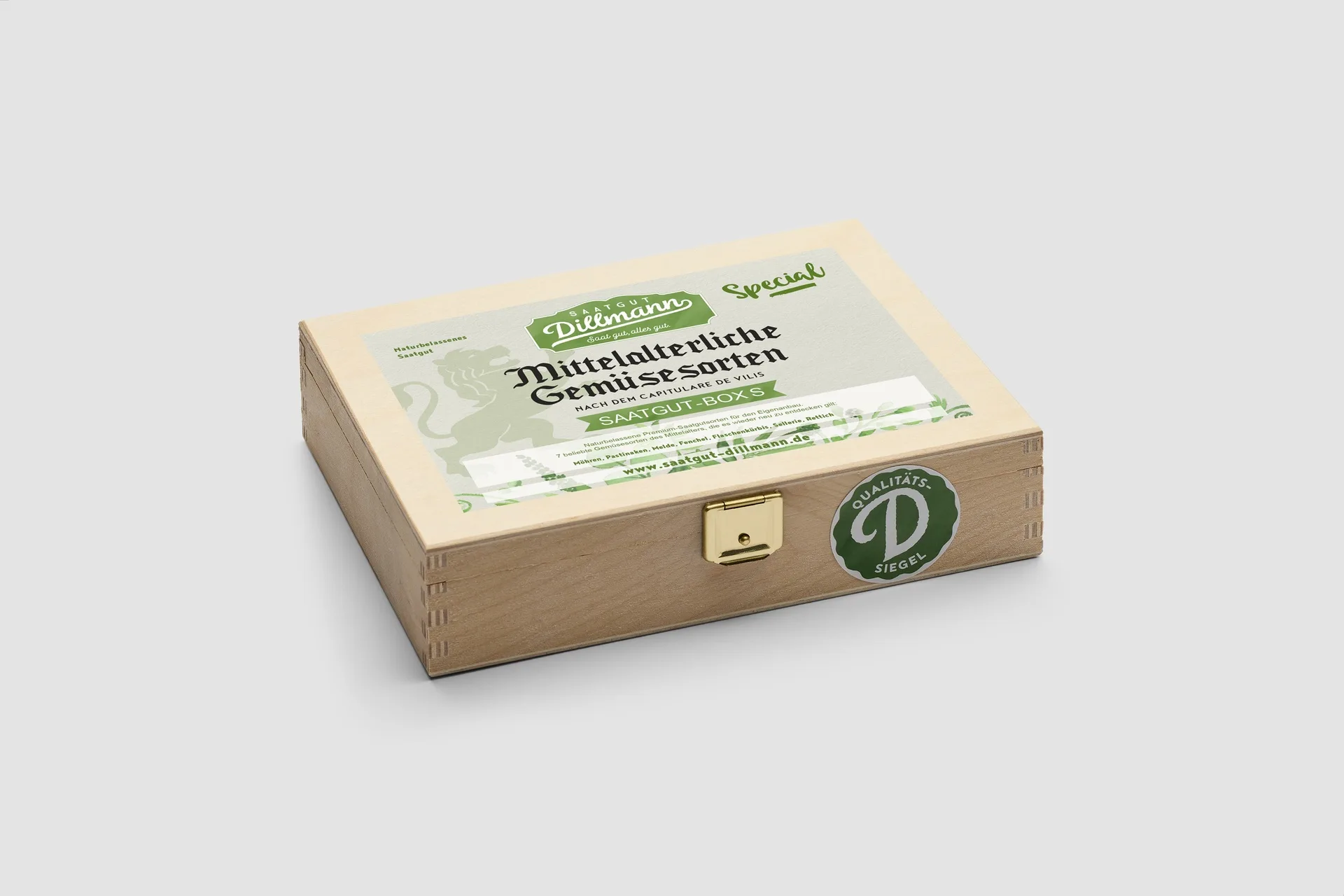 Mittelalterliche Gemüsesorten nach dem Capitulare de vilis Saatgut-Box S (Holzbox)