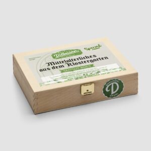 Mittelalterliches aus dem Klostergarten Saatgut-Box S (Holzbox)