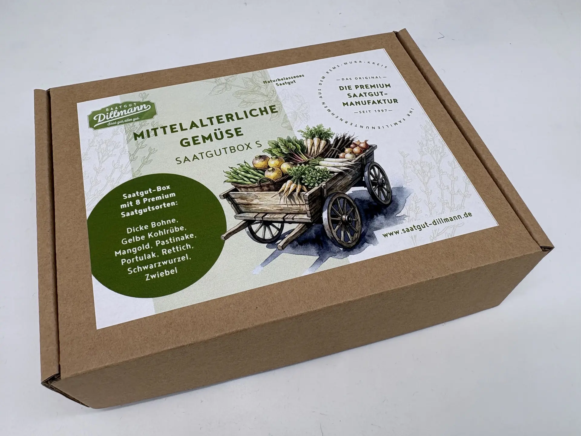 Mittelalterliche Gemüse Saatgut-Box S (Karton)